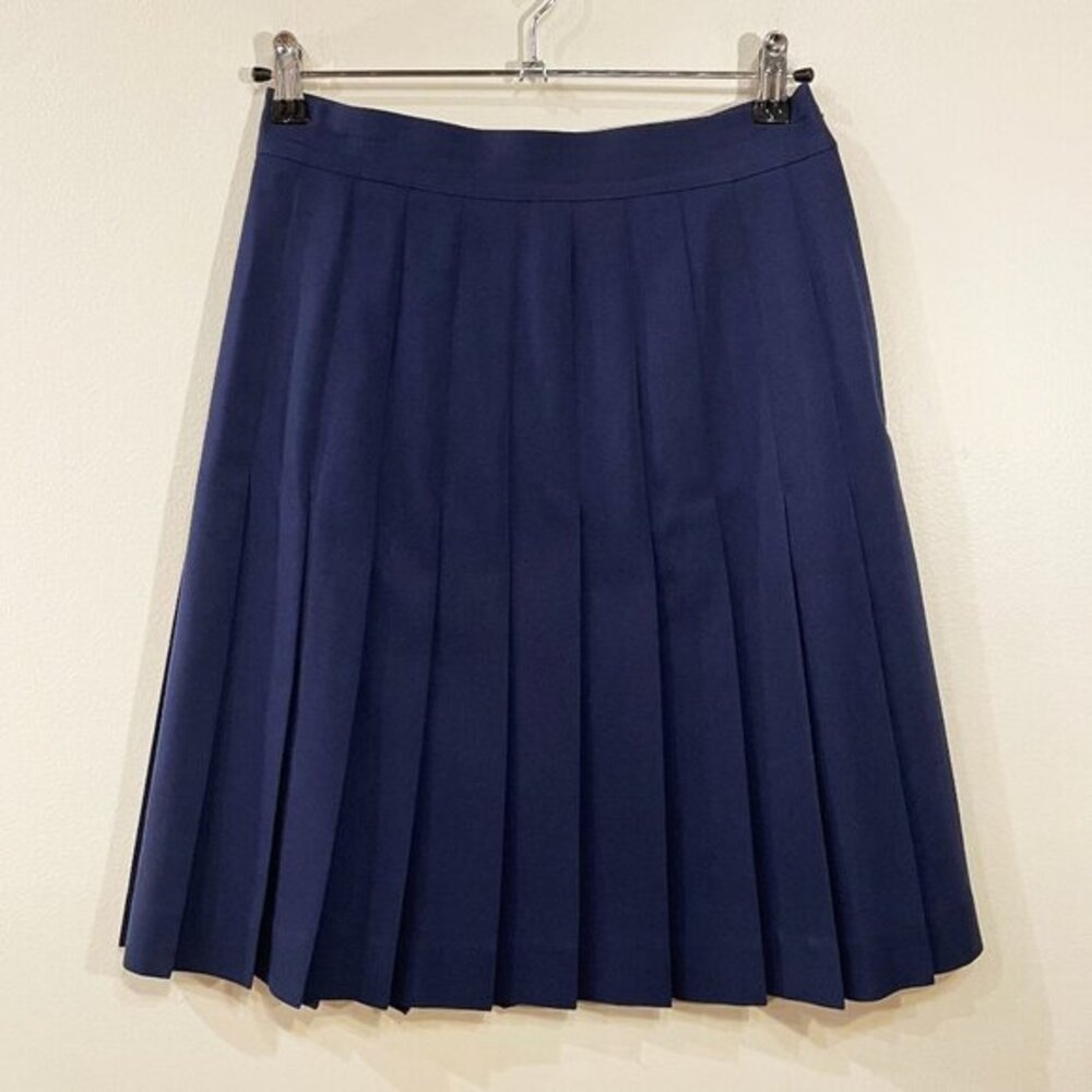 Vintage 100% Wool Pleated Mini Skirt Navy Blue tag 10, 6-8 fit